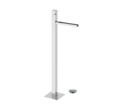 CUBE WATERFALL monocomando lavabo da pavimento con bocca a cascata finitura cromo