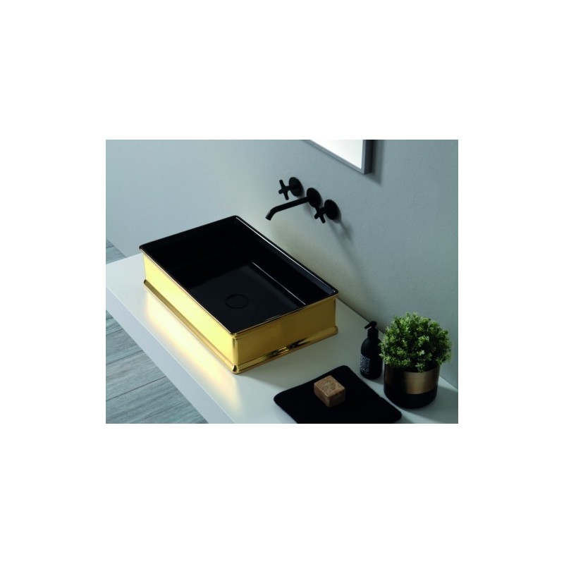 CHARME lavabo d'appoggio finitura black&gold