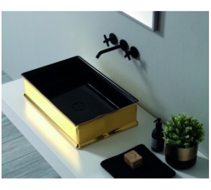CHARME lavabo d'appoggio finitura black&gold