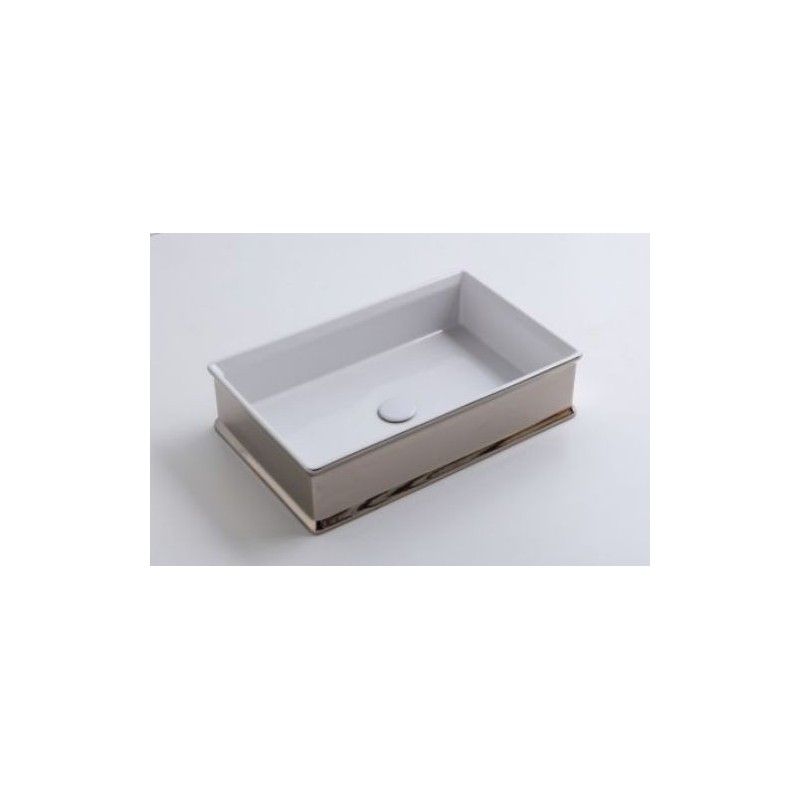 CHARME lavabo d'appoggio finitura white&platinum