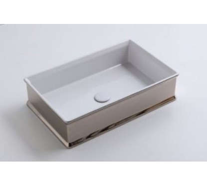 CHARME lavabo d'appoggio finitura white&platinum