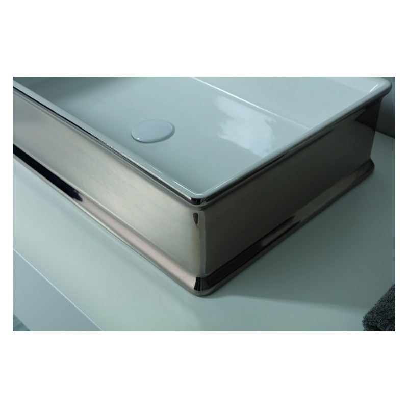 CHARME lavabo d'appoggio finitura white&platinum