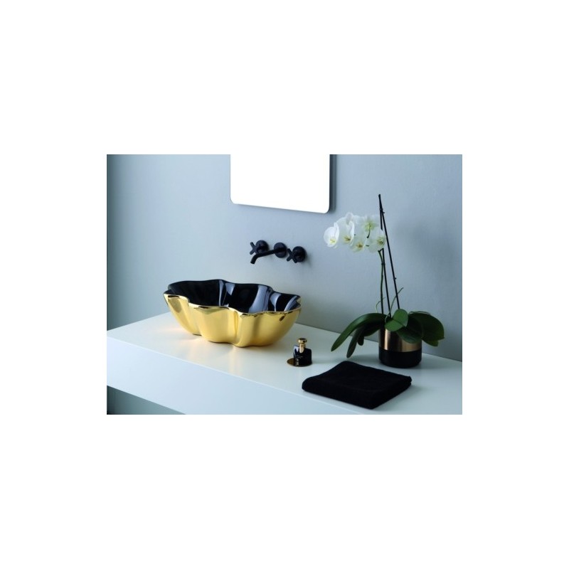 SEASTAR lavabo d'appoggio finitura black&gold