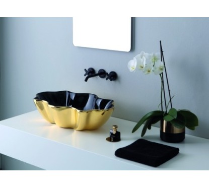 SEASTAR lavabo d'appoggio finitura black&gold