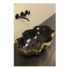 SEASTAR lavabo d'appoggio finitura extraluxury black&gold