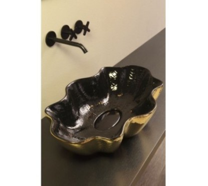 SEASTAR lavabo d'appoggio finitura extraluxury black&gold