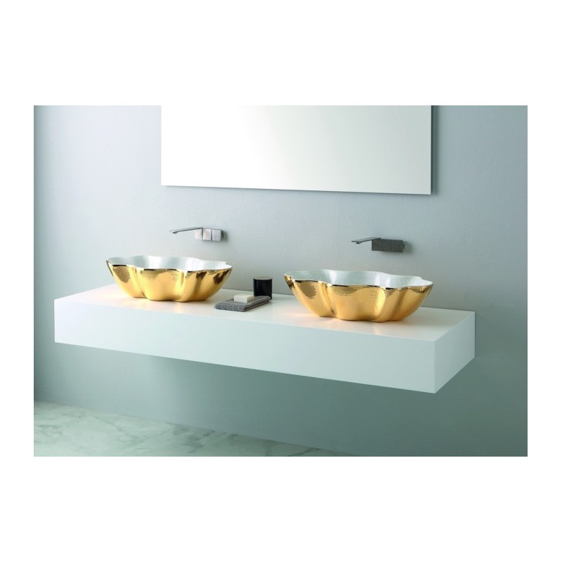 SEASTAR lavabo d'appoggio finitura extraluxury white&gold