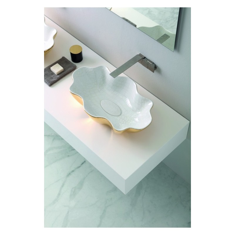 SEASTAR lavabo d'appoggio finitura extraluxury white&gold