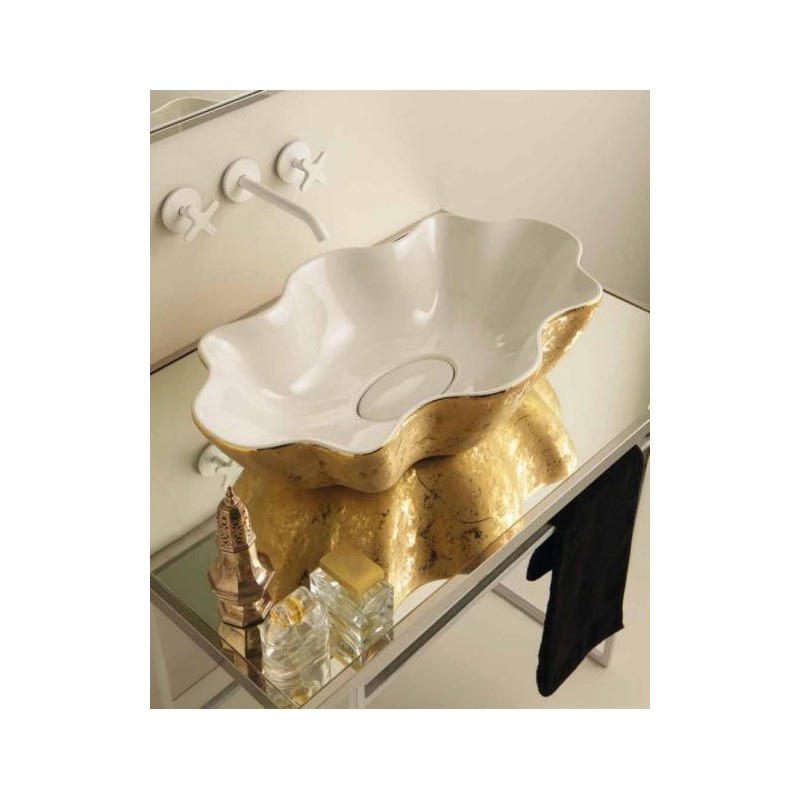 SEASTAR lavabo d'appoggio finitura unique white&gold