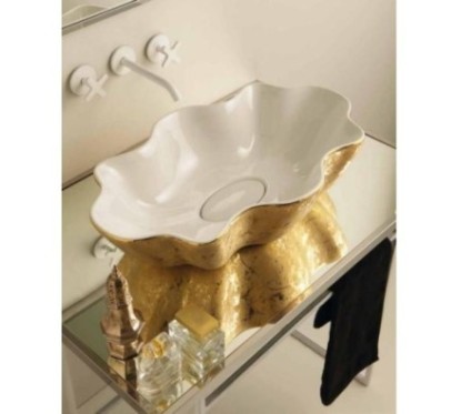 SEASTAR lavabo d'appoggio finitura unique white&gold