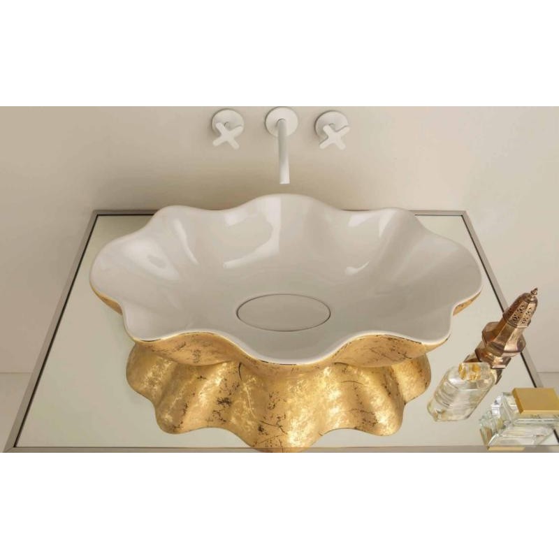 SEASTAR lavabo d'appoggio finitura unique white&gold