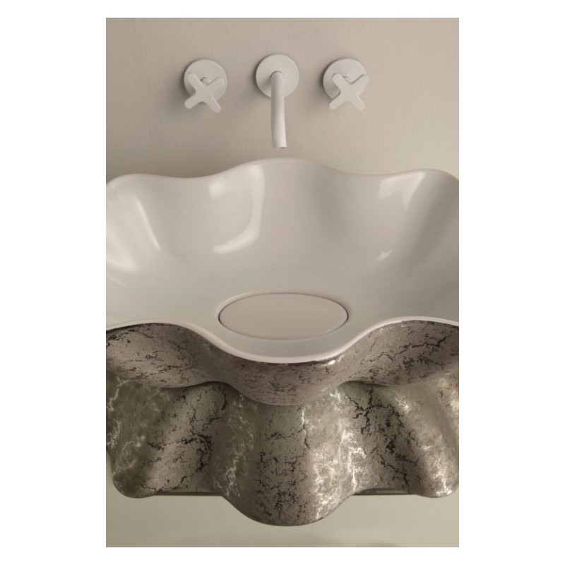 SEASTAR lavabo d'appoggio finitura unique white&platinum