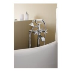 CHIC7CENTO Colonna vasca a pavimento con deviatore automatico, flessibile e doccia fori finitura cromo