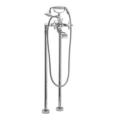 CHIC7CENTO Colonna vasca a pavimento con deviatore automatico, flessibile e doccia fori finitura cromo