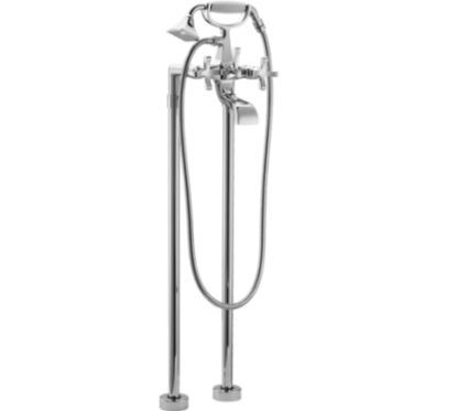 CHIC7CENTO Colonna vasca a pavimento con deviatore automatico, flessibile e doccia fori finitura cromo