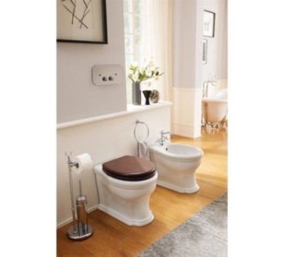CASTELLANA vaso + bidet a terra con coprivaso in poliestere bianco