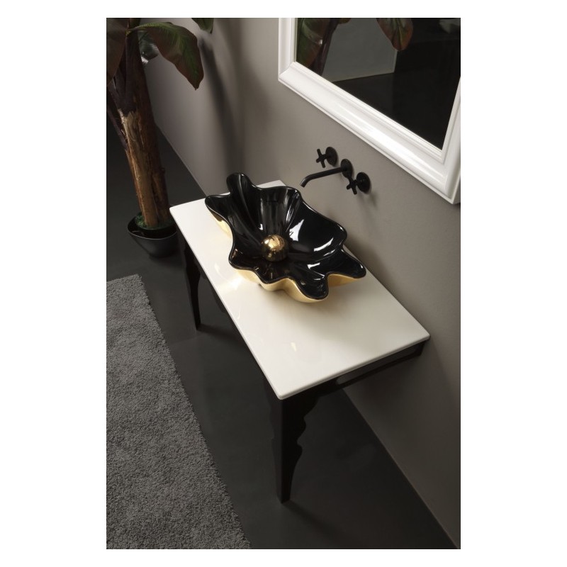 SHELL lavabo d'appoggio finitura black&gold