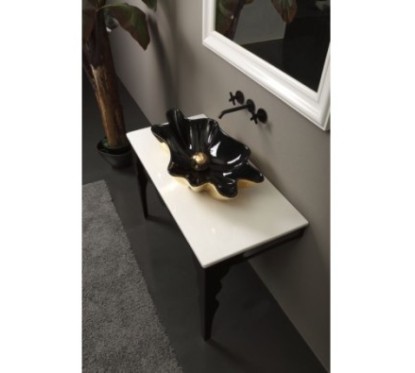 SHELL lavabo d'appoggio finitura black&gold