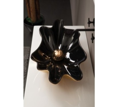 SHELL lavabo d'appoggio finitura black&gold
