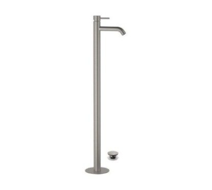 TOKYO STEEL Monocomando lavabo da pavimento in acciaio inox con scarico click-clack