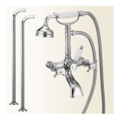 LIVINGSTONE gruppo vasca esterno con colonne da terra finitura nickel