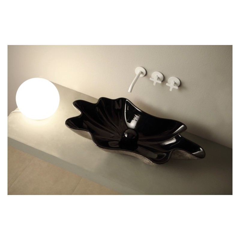 SHELL lavabo d'appoggio finitura unique black&platinum