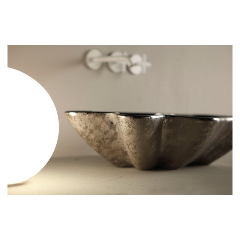 SHELL lavabo d'appoggio finitura unique black&platinum