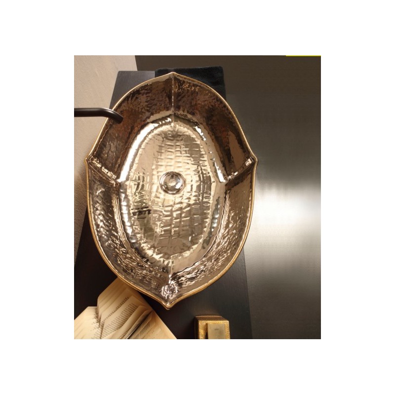 OYSTER lavabo d'appoggio finitura extraluxury platinum&gold