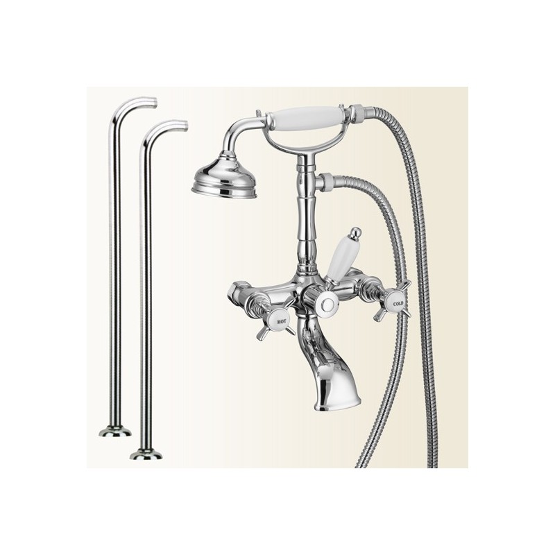 LIVINGSTONE gruppo vasca esterno con colonne da terra finitura vecchio rame