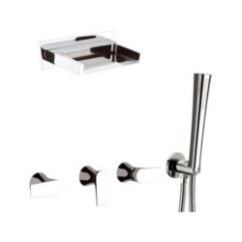 DIVA Batteria incasso vasca con deviatore e soffione a cascata finitura cromo