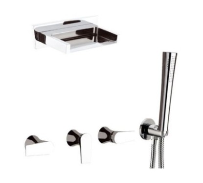 DIVA Batteria incasso vasca con deviatore e soffione a cascata finitura cromo