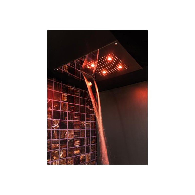 Soffione cromoterapia da incasso in acciaio inox 2 getti 4 led 550x400