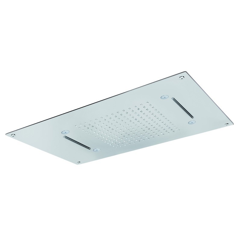 Soffione da incasso a controsoffitto 700x400mm pioggia/doppia cascata/neb in finitura nero opaco