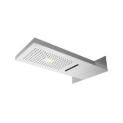 Soffione a parete in acciaio inox pioggia + cascata e cromoterapia- pulsantiere incasso