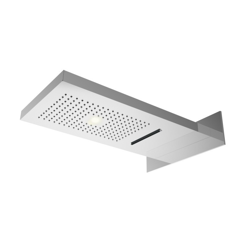 Soffione a parete in acciaio inox pioggia + cascata e cromoterapia- pulsantiere incasso