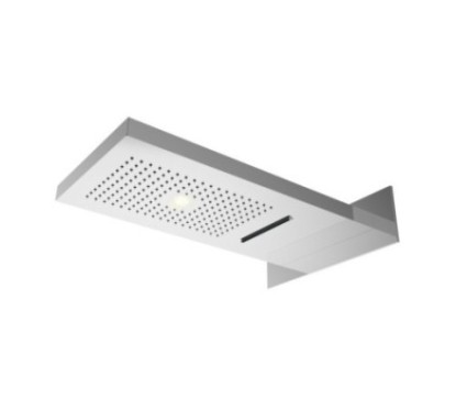 Soffione a parete in acciaio inox pioggia + cascata e cromoterapia- pulsantiere incasso