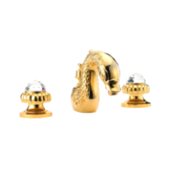 CRYSTAL Batteria bidet con bocca scarico 1”1/4 maniglia swarovski finitura oro lucido