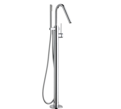 CHET Colonna vasca a pavimento con deviatore automatico, flessibile e doccia finitura cromo
