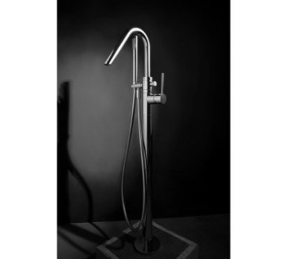 THOR Colonna vasca a pavimento con deviatore automatico, flessibile e doccia finitura cromo