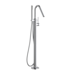 THOR Colonna vasca a pavimento con deviatore automatico, flessibile e doccia finitura cromo