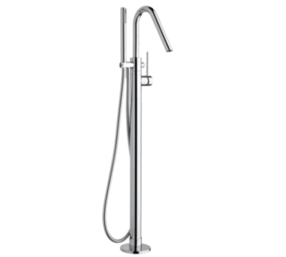 THOR Colonna vasca a pavimento con deviatore automatico, flessibile e doccia finitura cromo