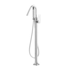 FLO Colonna vasca a pavimento con deviatore automatico, flessibile e doccia finitura cromo