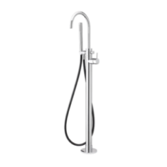 TONDì Colonna vasca a pavimento con flessibile Silitech e doccia in ABS completa di Techno-box finitura cromo