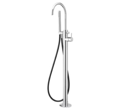 TONDì Colonna vasca a pavimento con flessibile Silitech e doccia in ABS completa di Techno-box finitura cromo