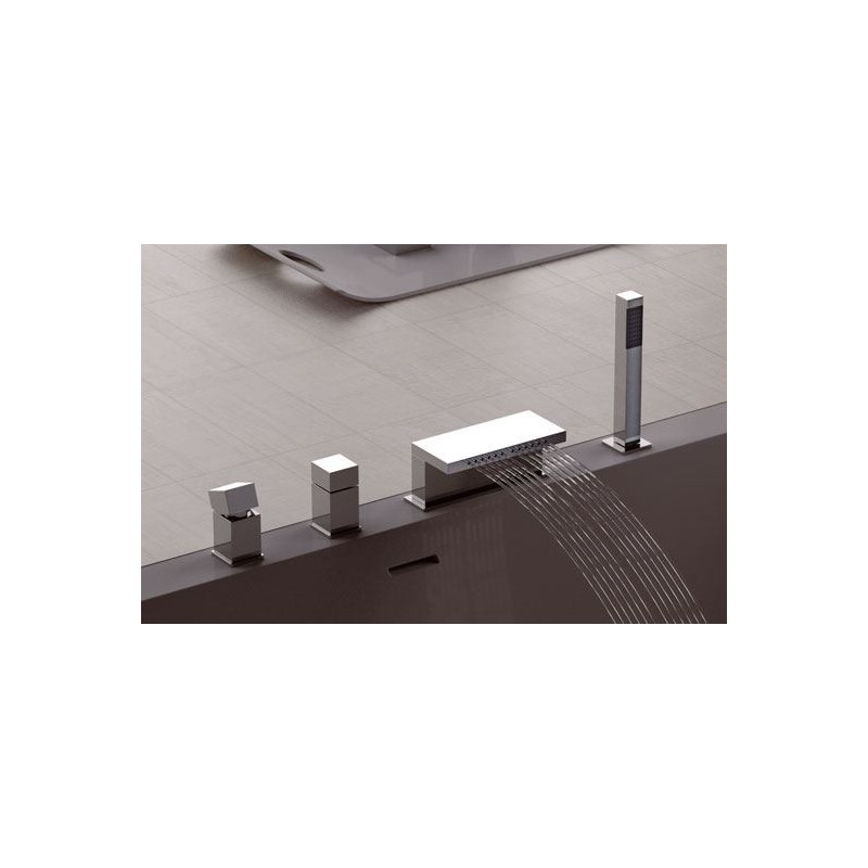 CUBE WATERFALL miscelatore monocomando bordo vasca finitura cromo
