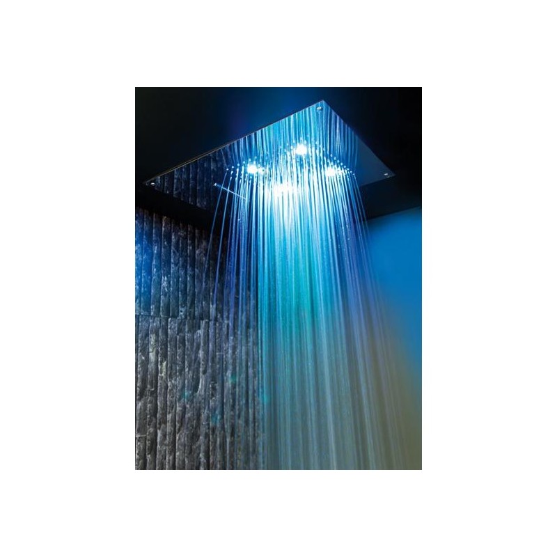 Soffione cromoterapia da incasso in acciaio inox 2 getti 4 led 550x400