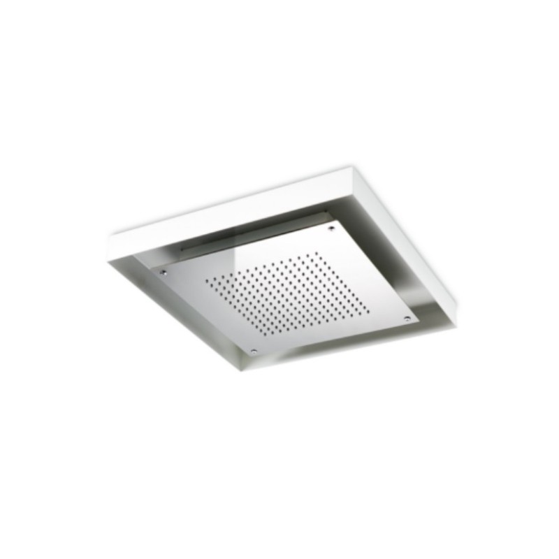 Soffione cromoterapia da incasso in acciaio inox 520x520 mm per interruttore ON/OFF