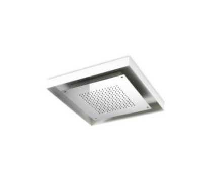 Soffione cromoterapia da incasso in acciaio inox 520x520 mm per interruttore ON/OFF