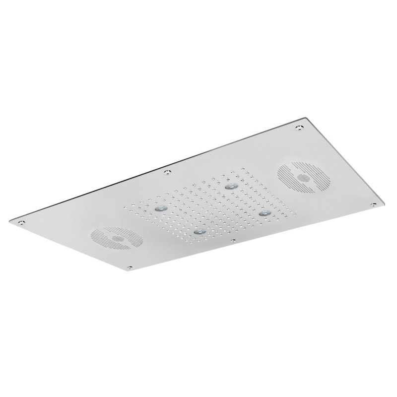 Soffione cromoterapia da incasso in acciaio inox 700x400 mm per interruttore ON/OFF