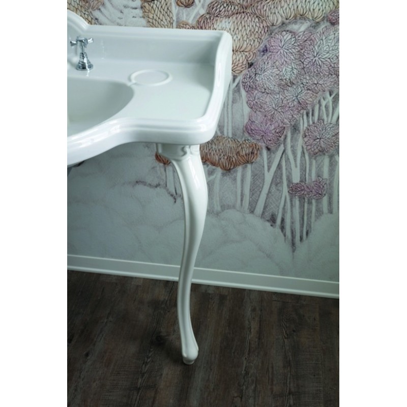 SOVEREIGN lavabo consolle 95 cm. + coppia gambe VENICE  finitura bianco lucido